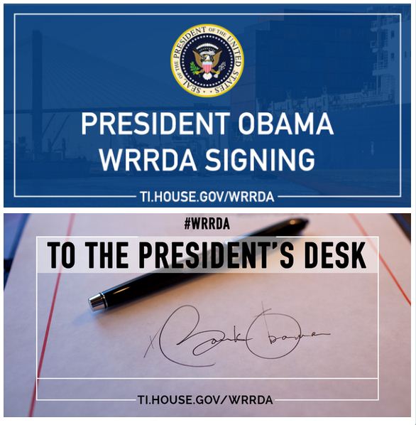 President Obama WRRDA Signing - #WRRDA - To the Presidents Desk