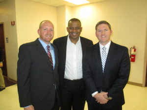 Pictured from L to R: David Crombie, E.I., A.M.ASCE (ASCE Tallahassee Branch Vice President), USDOT Secretary Anthony Foxx, and Jeremy Clark, P.E., M.ASCE (ASCE Tallahassee Branch President)