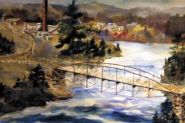 painting of the sacandaga river bridge