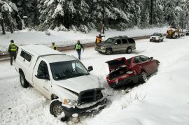 cars in a snow accident